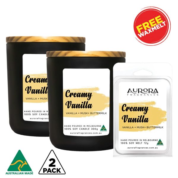 Aurora Soy Candle Australian Made 300g 2 Pack – Creamy Vanilla