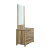 4 Pieces Bedroom Suite Natural Wood Like MDF Structure Double Size Oak Colour Bed, Bedside Table & Dresser