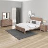 4 Pieces Bedroom Suite in Solid Wood Veneered Acacia Construction Timber Slat Queen Size Oak Colour Bed, Bedside Table & Dresser