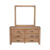 5 Pieces Bedroom Suite in Solid Wood Veneered Acacia Construction Timber Slat Double Size Oak Colour Bed, Bedside Table, Tallboy & Dresser