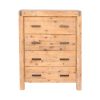 5 Pieces Bedroom Suite in Solid Wood Veneered Acacia Construction Timber Slat King Single Size Oak Colour Bed, Bedside Table , Tallboy & Dresser