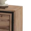 4 Pieces Bedroom Suite King Size Silver Brush in Acacia Wood Construction Bed, Bedside Table & Dresser