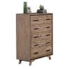 4 Pieces Bedroom Suite King Size Silver Brush in Acacia Wood Construction Bed, Bedside Table & Tallboy