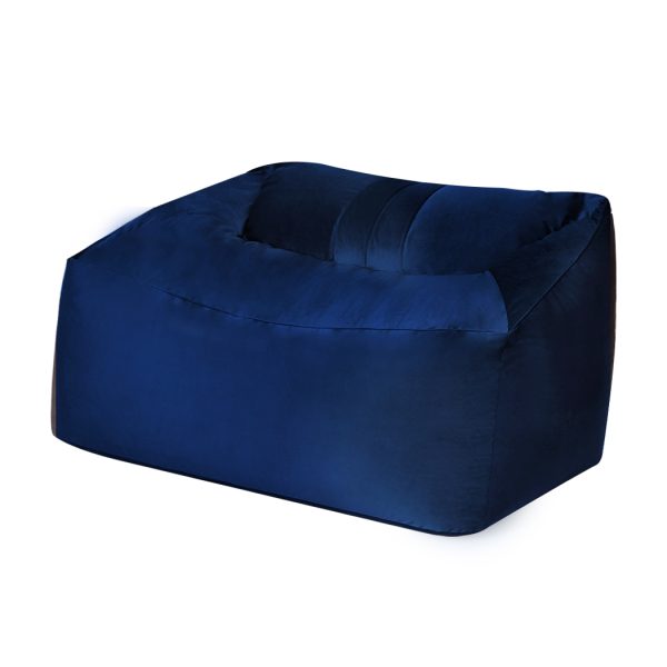 Bean Bag Chair Cover Soft Velevt Home Game Seat Lazy Sofa 145cm Length – Blue