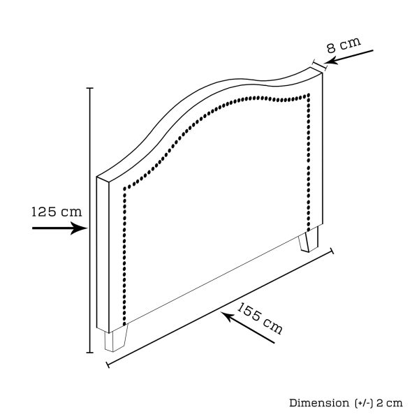 Bed Head Queen Size Charcoal Headboard with Curved Design Upholstery Linen Fabric