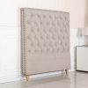 Bed Head French Provincial Headboard Upholsterd Fabric – DOUBLE, Beige