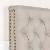 Bed Head French Provincial Headboard Upholsterd Fabric – DOUBLE, Beige