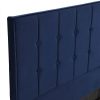 Bed Frame Mattress Base Platform Wooden Velevt Headboard – DOUBLE, Blue