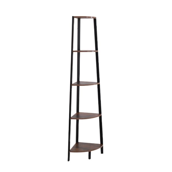 5 Tier Corner Shelf Industrial Ladder Shelf Wooden Storage Display Rack