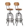 2x Levede Industrial Bar Stools Kitchen Stool Wooden Barstools Swivel Vintage