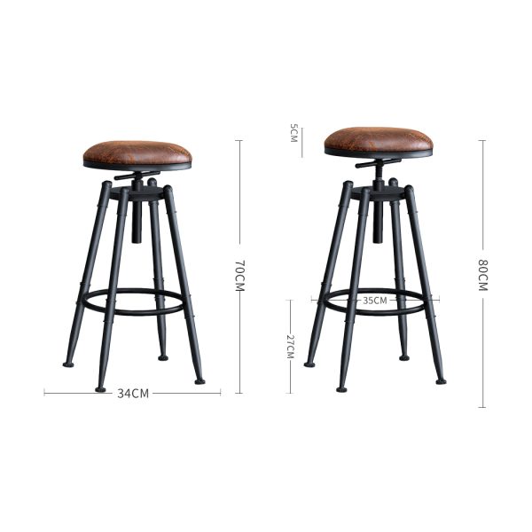 Rustic Industrial Bar Stool Kitchen Stool Barstool Swivel Dining Chair – 2