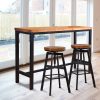 Vintage Industrial Wood Bar Table Kitchen Cafe Office Desk Steel Legs