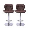 2x Bar Stools Kitchen Barstools PU Leather Chairs Gas Lift Swivel – Brown
