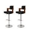 1x Bar Stools Kitchen Gas Lift Wooden Beech Stool Chair Swivel Barstools – Black and Silver