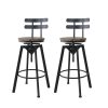 Industrial Adjustable Swivel Bar Stools With Back Wood Counter Chairs x1