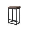 Upholstered Bar Stools Backless Leather Metal Kitchen Counter Chairs x2