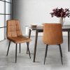 4x Dining Chairs Kitchen Table Chair Lounge Room Padded Seat PU Leather – Brown
