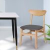 Dining Chair Kitchen Table Chair Natural Wood Linen Fabric Cafe Lounge – 2