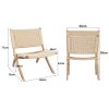 Foldable Single Deck Chair Solid Ash Wood Kraft Rope Paper Woven Seat