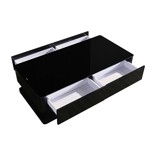 Stylish Coffee Table High Gloss Finish in Shiny Colour with 4 Drawers Storage – Black