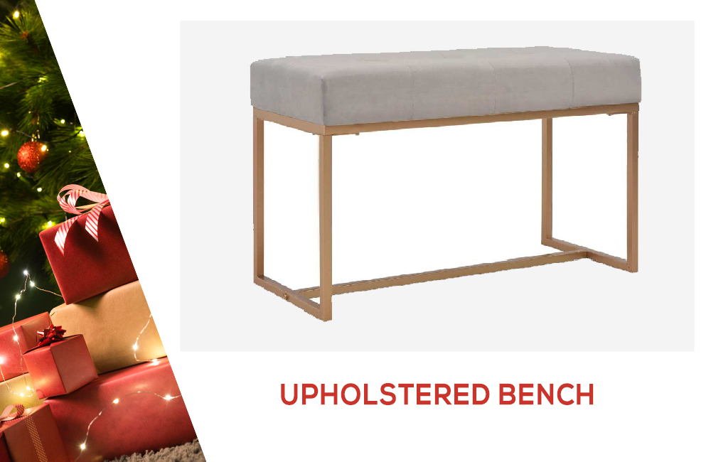 grey+upholstered+bench+Christmas+gift