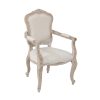 2X Armchair White Washed Wooded & Beige Color Fabric