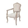 2X Armchair White Washed Wooded & Beige Color Fabric