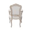 2X Armchair White Washed Wooded & Beige Color Fabric