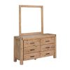 Dresser with 6 Storage Drawers in Solid Acacia & Veneer With Mirror in Oak Colour