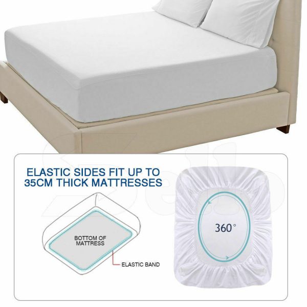 Terry Cotton Fully Fitted Waterproof Mattress Protector – DOUBLE