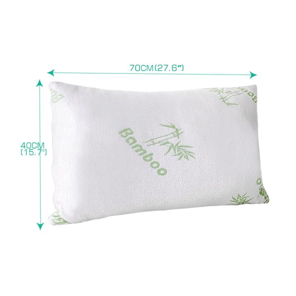 2x Luxury Natural Memory Foam Bed Pillows Bamboo Fabric Cover 70x40cm