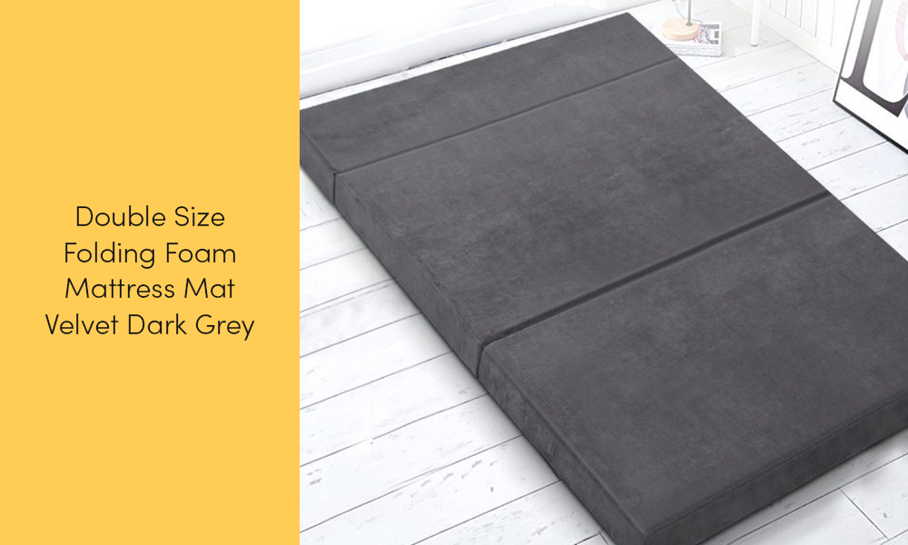 Velvet grey folding mattress with velvet touch