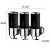 3 Bottles Bathroom Shower Soap Shampoo Gel Dispenser Pump Wall 1500ml – Black