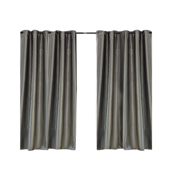 2X Blockout Curtains Blackout Curtain Bedroom Window Eyelet – 140 x 230 cm, Black