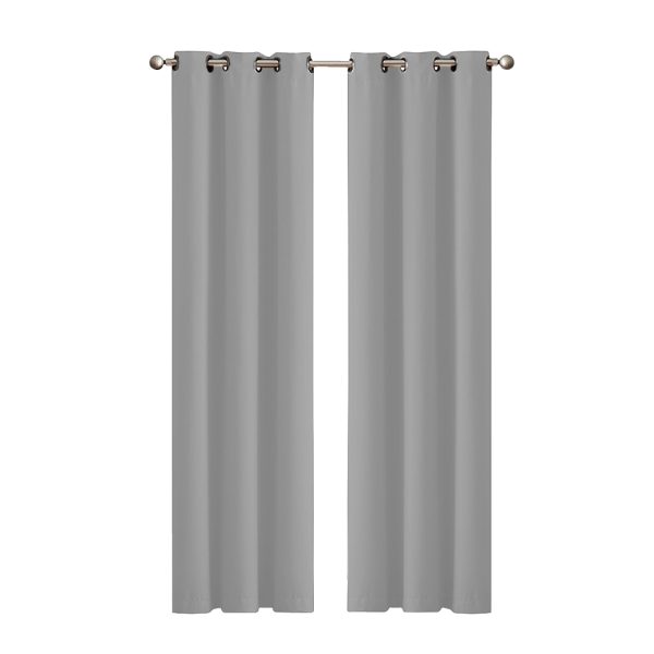 2x Blockout Curtains Panels 3 Layers Eyelet Room Darkening – 240 x 230 cm, Charcoal