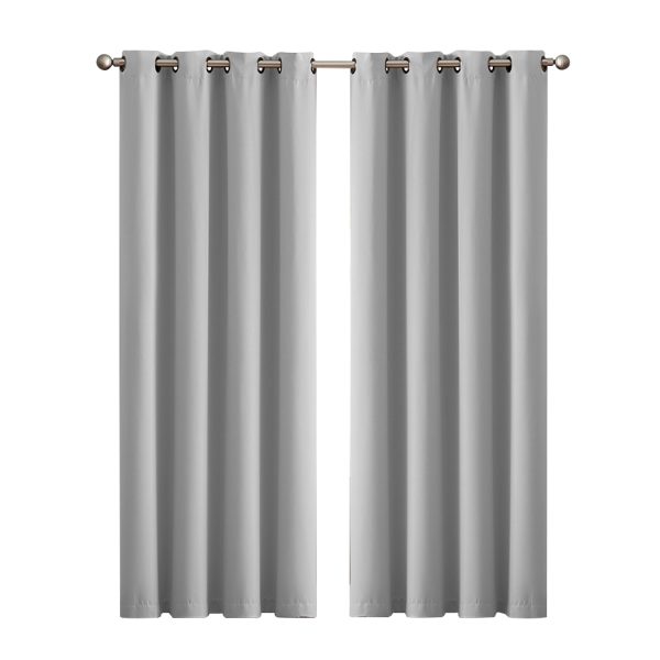 2x Blockout Curtains Panels 3 Layers Eyelet Room Darkening – 240 x 230 cm, Charcoal