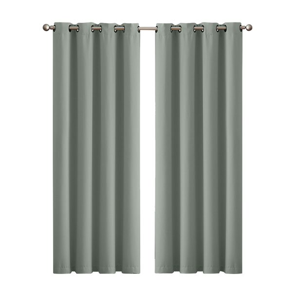 2x Blockout Curtains Panels 3 Layers Eyelet Room Darkening – 240 x 230 cm, Charcoal