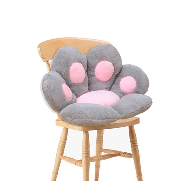 2X 70cm Grey Paw Shape Cushion Warm Lazy Sofa Decorative Pillow Backseat Plush Mat Home Decor