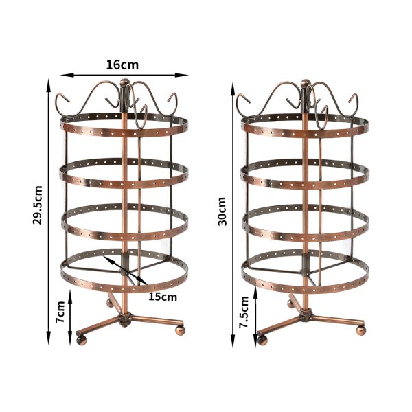 Earring Holder Stand Jewelry Display Hanging Rack Storage Metal Organizer 4 Tier Bronze