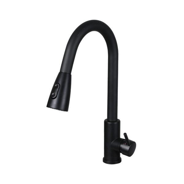 Kitchen Sink Pull Out Spray Mixer Tap Faucet Swivel Spout Taps – Black