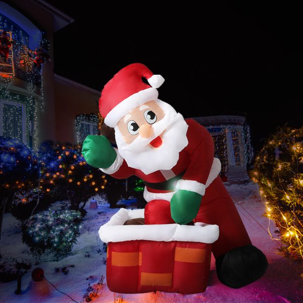 Inflatable Christmas Decor LED Lights Xmas Party – Santa Chimney