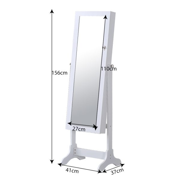 Dual Use Mirrored Jewellery Dressing Cabinet with LED Light White Colour