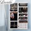 Jewellery Cabinet Full Length Mirror Mirrored Organizer Box Stand White