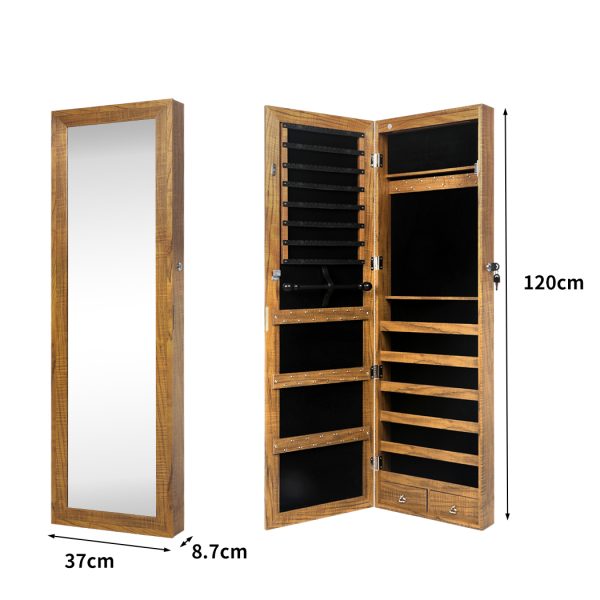 Mirror Jewellery Cabinet Makeup LED Light Storage Cosmetic Organiser Box – Brown