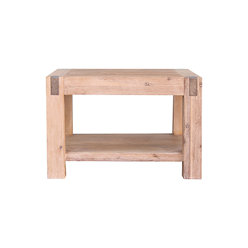 Sheboygan Lamp Table Open Storage Solid Wooden Frame in Classic Oak Colour