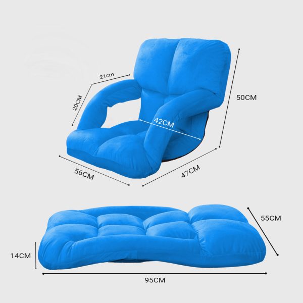 Foldable Lounge Cushion Adjustable Floor Lazy Recliner Chair with Armrest