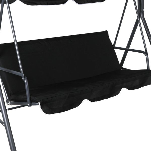 Swing Chair Hammock Outdoor Furniture Garden Canopy Cushion 3 Seater Seat – Black