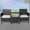 Outdoor Furniture Set Patio Garden 3 Pcs Chair Table Rattan Wicker Cushion Seat – Black