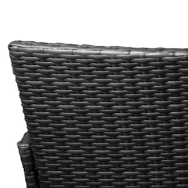 Outdoor Furniture Set Patio Garden 3 Pcs Chair Table Rattan Wicker Cushion Seat – Black