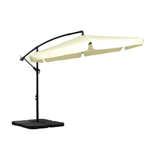 3M Patio Outdoor Umbrella Cantilever With Base Stand